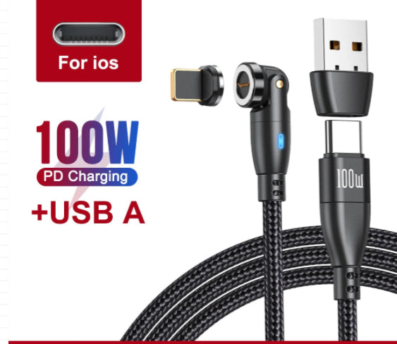 AstroCharge™ 100W Magnetic Fast Charging Cable – USB-C, Lightning & Micro-USB