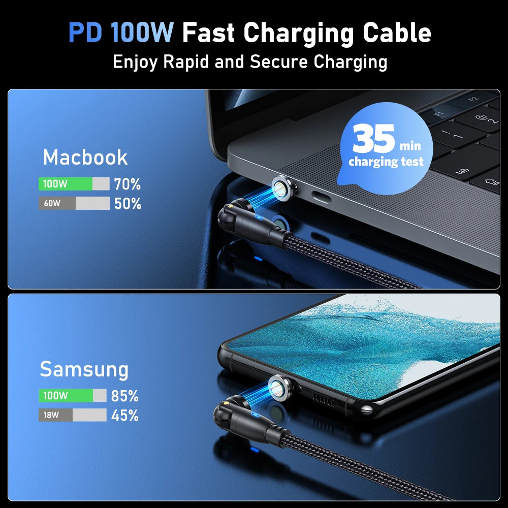 AstroCharge™ 100W Magnetic Fast Charging Cable – USB-C, Lightning & Micro-USB