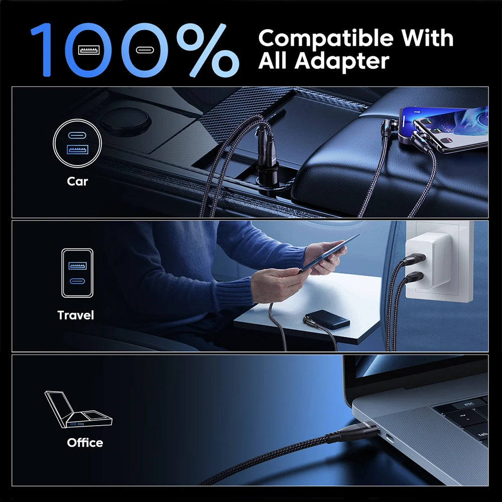 AstroCharge™ 100W Magnetic Fast Charging Cable – USB-C, Lightning & Micro-USB