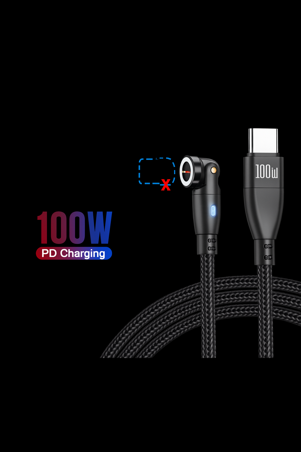 AstroCharge™ 100W Magnetic Fast Charging Cable – USB-C, Lightning & Micro-USB