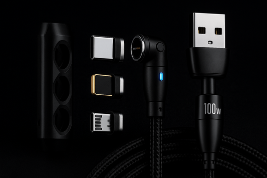 AstroCharge™ 100W Magnetic Fast Charging Cable – USB-C, Lightning & Micro-USB